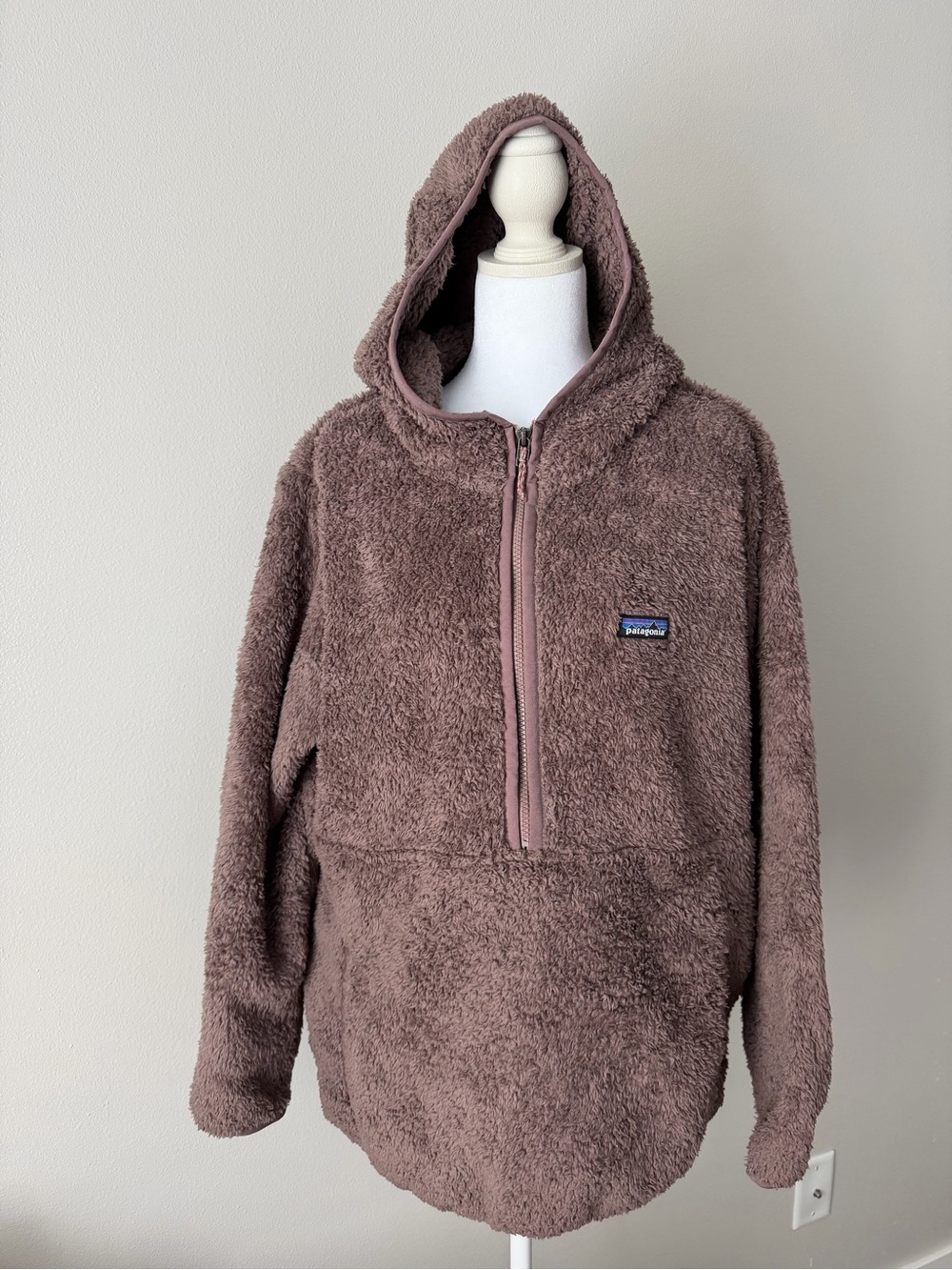 Patagonia Teddy Fleece Half-Zip Hoodie in Brown